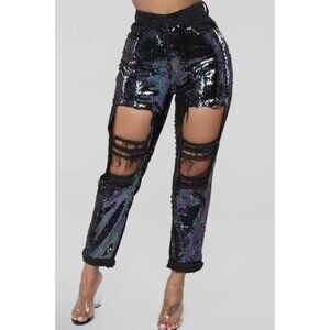 Cello Skinny Sequins Distressed Jeans Black Denim Juniors 9‎ Womens 29X26 EUC